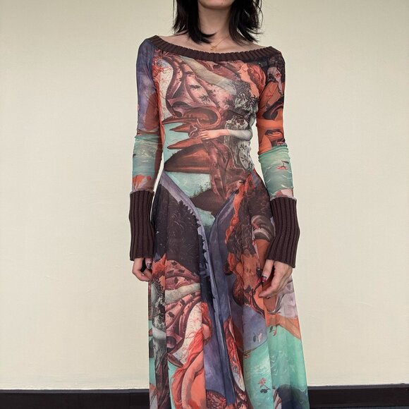 Jean Paul Gaultier birth of Venus mesh long sleeve dress - Picture 2 of 14